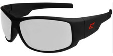 Edge Eyewear Caraz Torque Safety Glasses Matte Black Frame with Red E CLEAR LENS