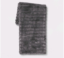 Threshold Textured Faux Fur Reversible Throw Blanket Color grey 60x50 inches