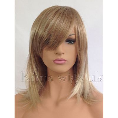 Perruque Synthétique Deux Tons Marron & Blond - Longueur épaule, Style 'Visage Cadre', Neuve Avec étiquette