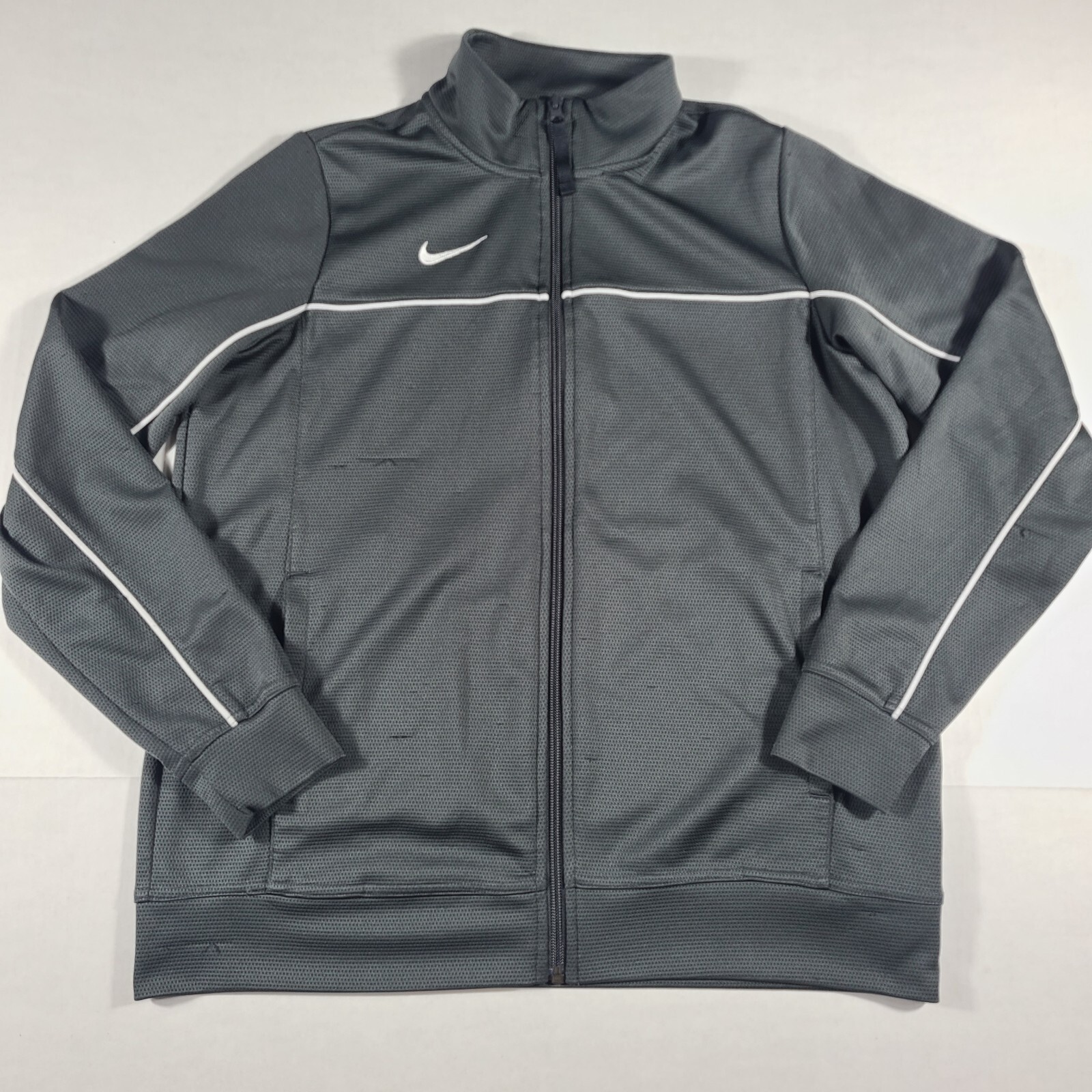 SACAI X NIKE Nike Giacca Uomo Uomo M Full Zip Grigio Manica Lunga Dri Fit Finto Collo Tasca Anteriore