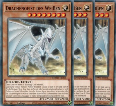 yugioh 3x Drachengeist des Weißen SDWD-DE008 COMMON 1Auflage Deutsch