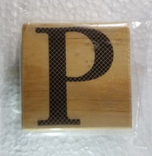 Rubber Stamp Wood Mounted Initial "P" Modern Monogram DIY Crafts Hobbies NEW
