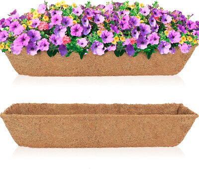 2Pcs 24''Trough Coco Fiber Replacement Liner 24 inch Window Deck Liners for Box