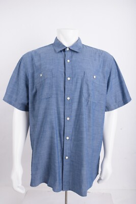 Amazon Essentials Mens Shirt XXL Blue Short Sleeve Button Up Regular fit NWT
