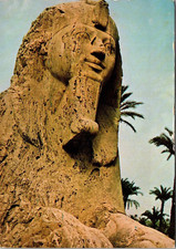 Continental Postcard Egyptian Pharaoh Statue Ancient Ruins Middle East Ad Card