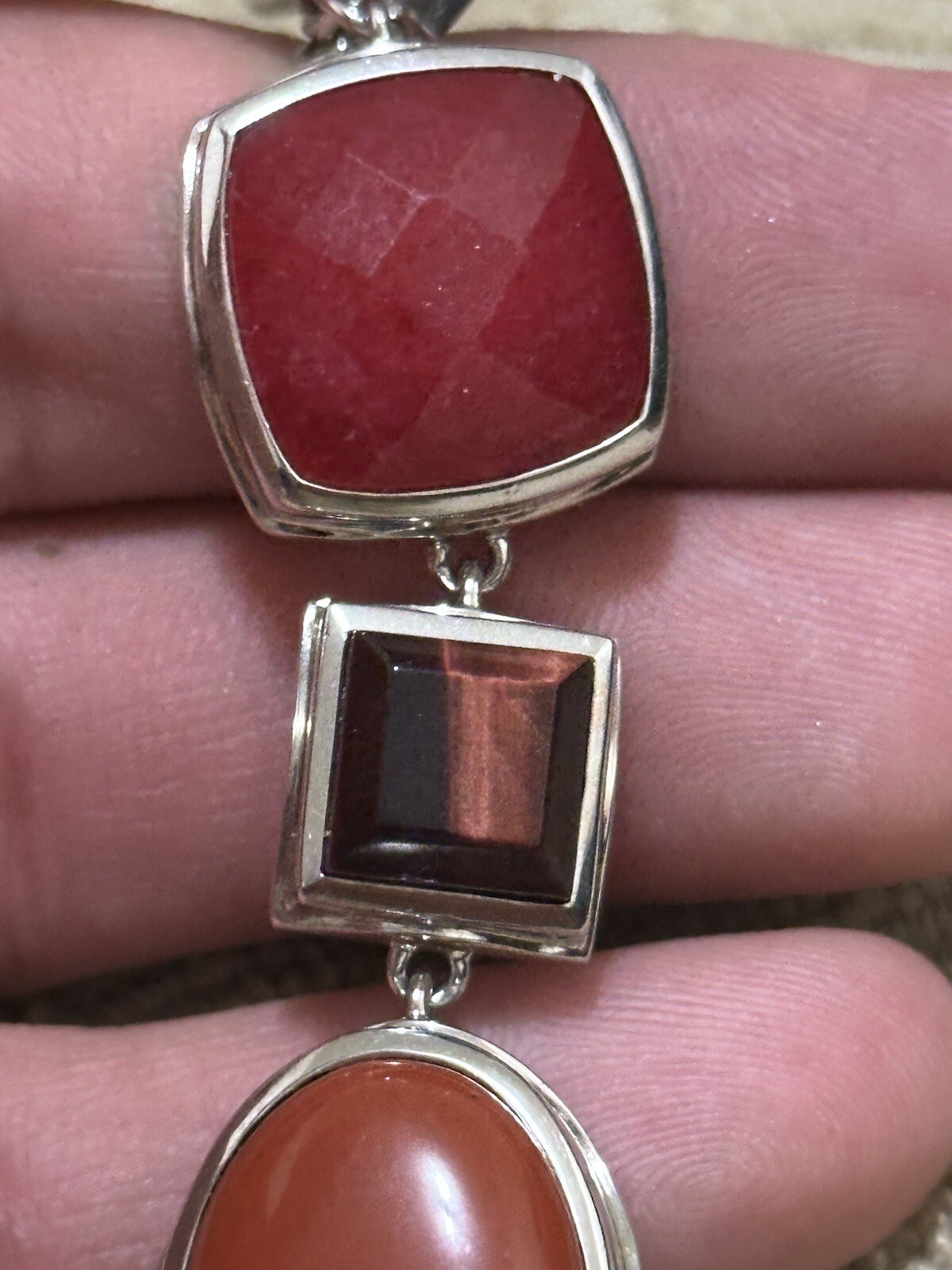 ELLE Sterling Silver Multi-Stone  Toggle bracelet… - image 3