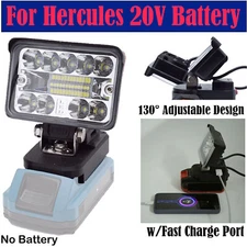 LED Work Light For Hercules 20V Lithium Battery Outdoor Lamp w/USB Fast Charge
