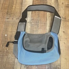 Pawaboo Pet Dog Sling Carrier Hands Free Drawstring Adjustable Strap Blue Small