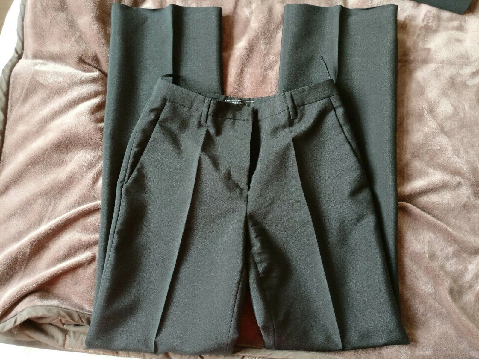 **PANTALONE PRADA PANTALONE NERO VITA BASSA DRITTO LANA TAGLIA 38**