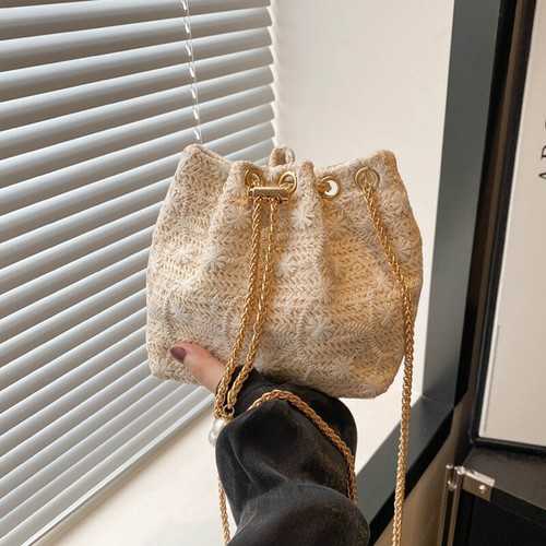 Simple And Stylish Straw Woven Bucket Bag New Casual Shoulder Crossbody Bag-i - Picture 12 of 14