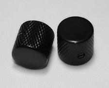 GUITAR KNOBS - Flat Top Knurled Barrel Tele - Solid Metal - Set of 2 - BLACK