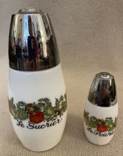 Vtg Gemco Spice of Life Sugar LeSucrier Dispenser & Pepper Shaker Corning Ware 