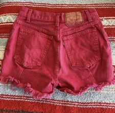 Vintage Rare Levi  s 544 Fuchsia Cutoff Denim Shorts. Size 7M. USA. 100 Cotton.