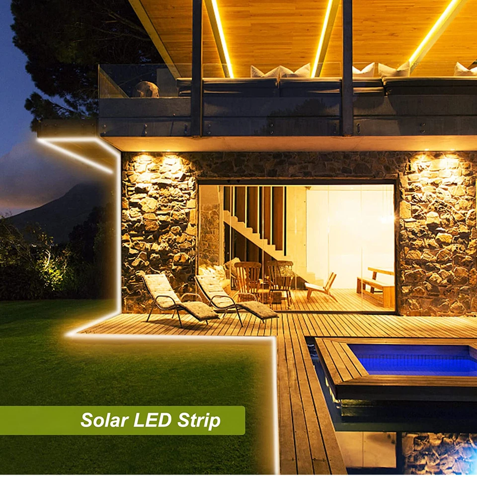 LED Solar Strip Light Flexible Lamp Outdoor Garden Decor Lights 8 Modes - Image 4 of 4