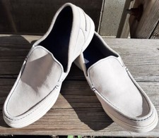 Men's Shoes Hush Puppies Light Gray Leather Loafers Size 9, Nice Summer Shoe