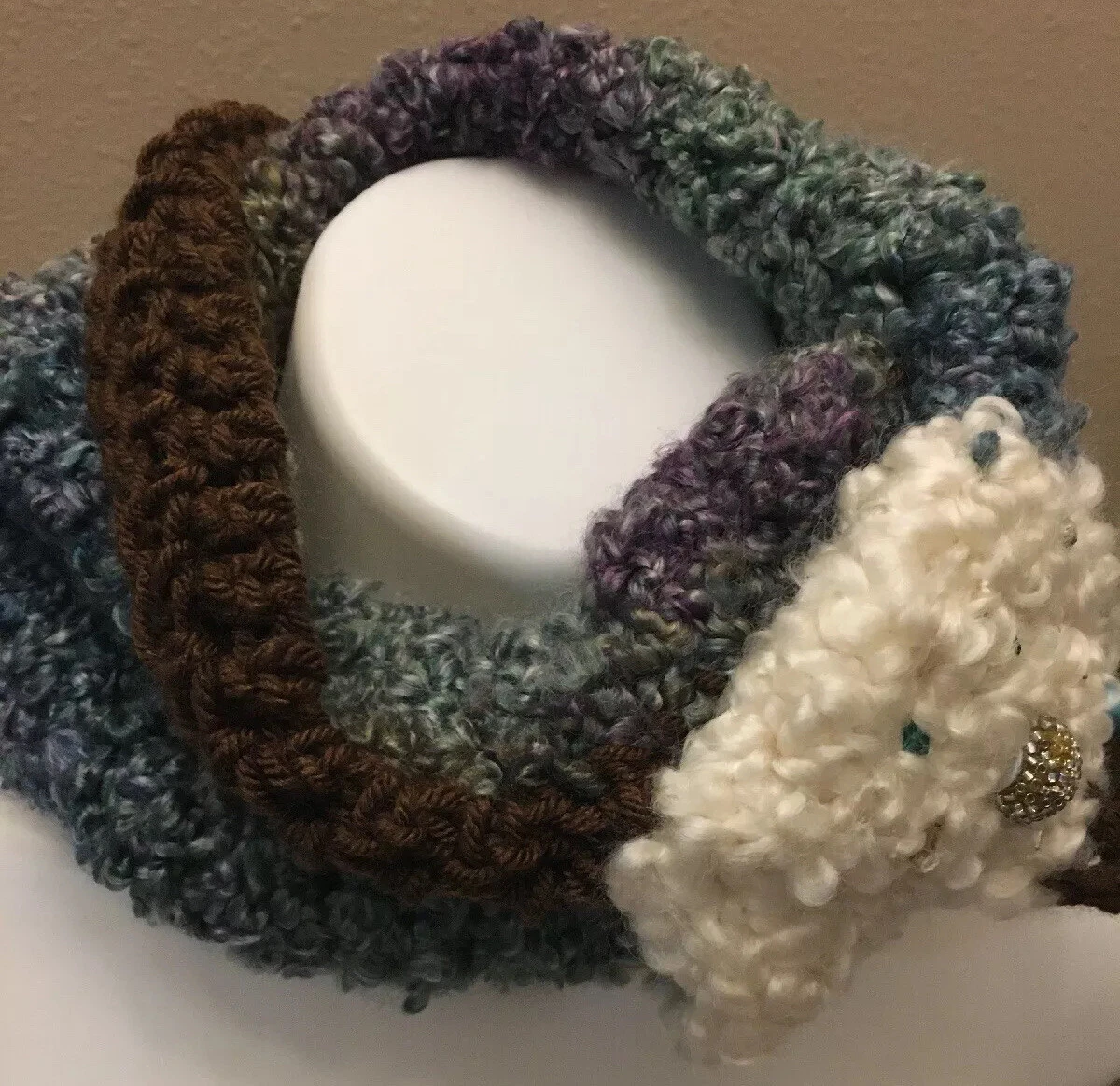 Beautiful Handmade Neck Warmer Covering Intricately Embellished and Decorated.