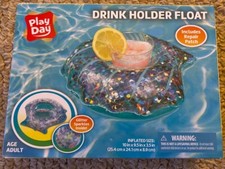 Flotteur porte-boisson gobelet coquillage pailleté gonflable