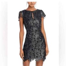 Milly Shayna Lace Foiled Mini Dress Size 8 NWT 550 MSRP