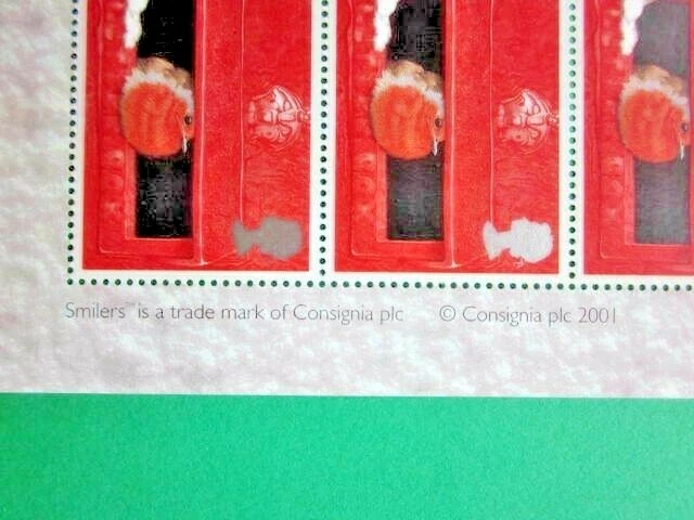 Hoja de Robin Royal Mail Genérica 2001 emitida para Navidad 2001. #SS0006 Foto 2 de 2