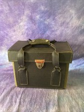 Vintage Mid-Century Camera Bag Leather And Canvas Sturdy Hard Case