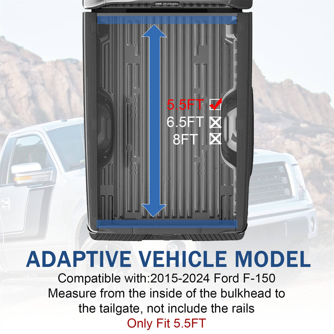 Fit For Ford 2015-23 F150 5.5'ft Truck Aluminum Frame Roll-Up Tonneau Bed Cover