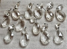 Lot 12 Teardrop Octagon Clear Lead Crystal Faceted Chandelier Prisms Vint