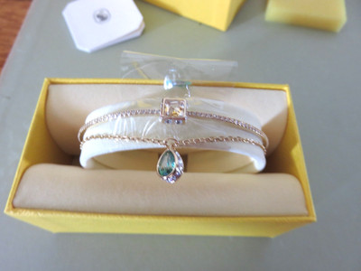 SWAROVSKI Chroma 5662924 Gold Green Multi Chain Stilla Bracelet new in box