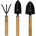 3 Pcs Mini Garden Tools Set with Wooden Handle for Potting Transplanting