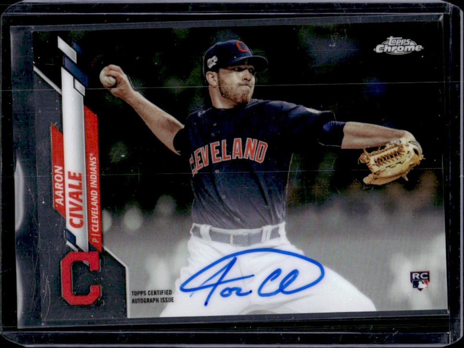 2020 Topps Chrome Aaron Civale Auto RC #RA-AC Indians Rookie