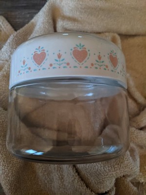 GEMCO CORELLE COORDINATES STORAGE 4.5 INCH TALL CANISTER GLASS +LID FREE US SHIP