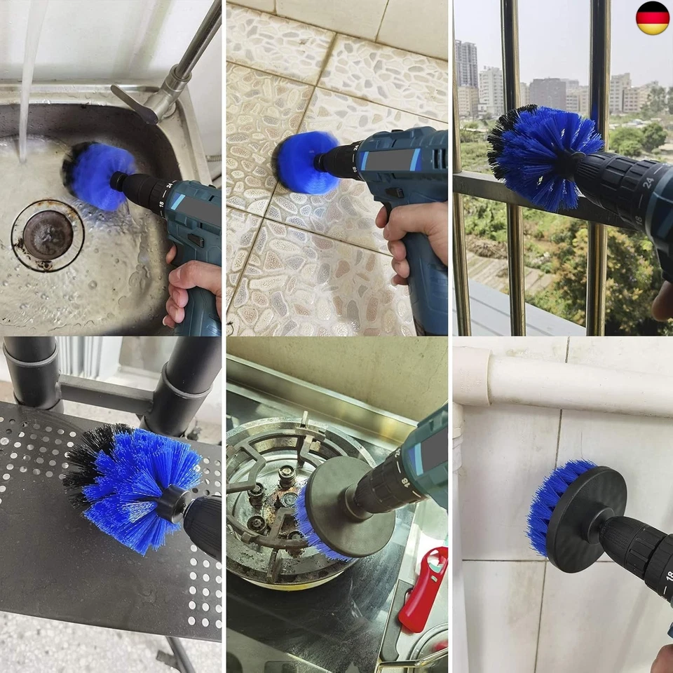 4er Set Bürstenaufsatz Reinigungsbürste Auto Polster Akkuschrauber Bohrmaschine - Bild 3 von 4