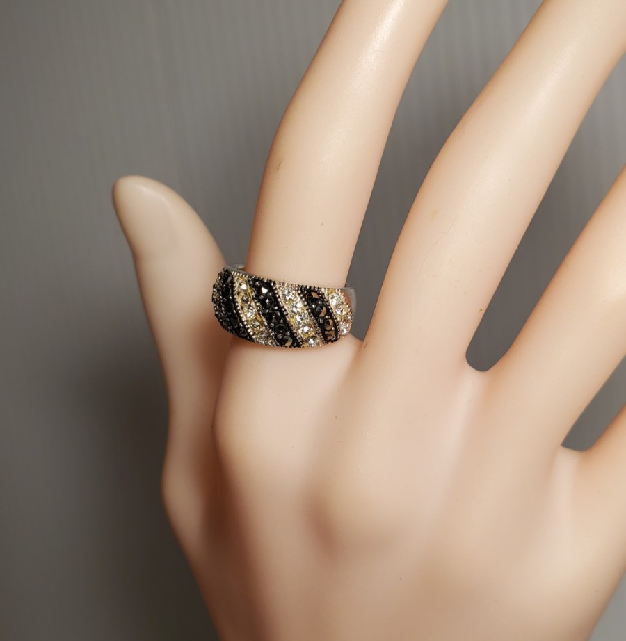 Solid Sterling .925 Silver Band Ring Marcasite an… - image 13