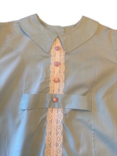 Vintage Light Blue Vintage 1960s Handmade Maternity Top Pink Lace & Buttons Med - Picture 2 of 4