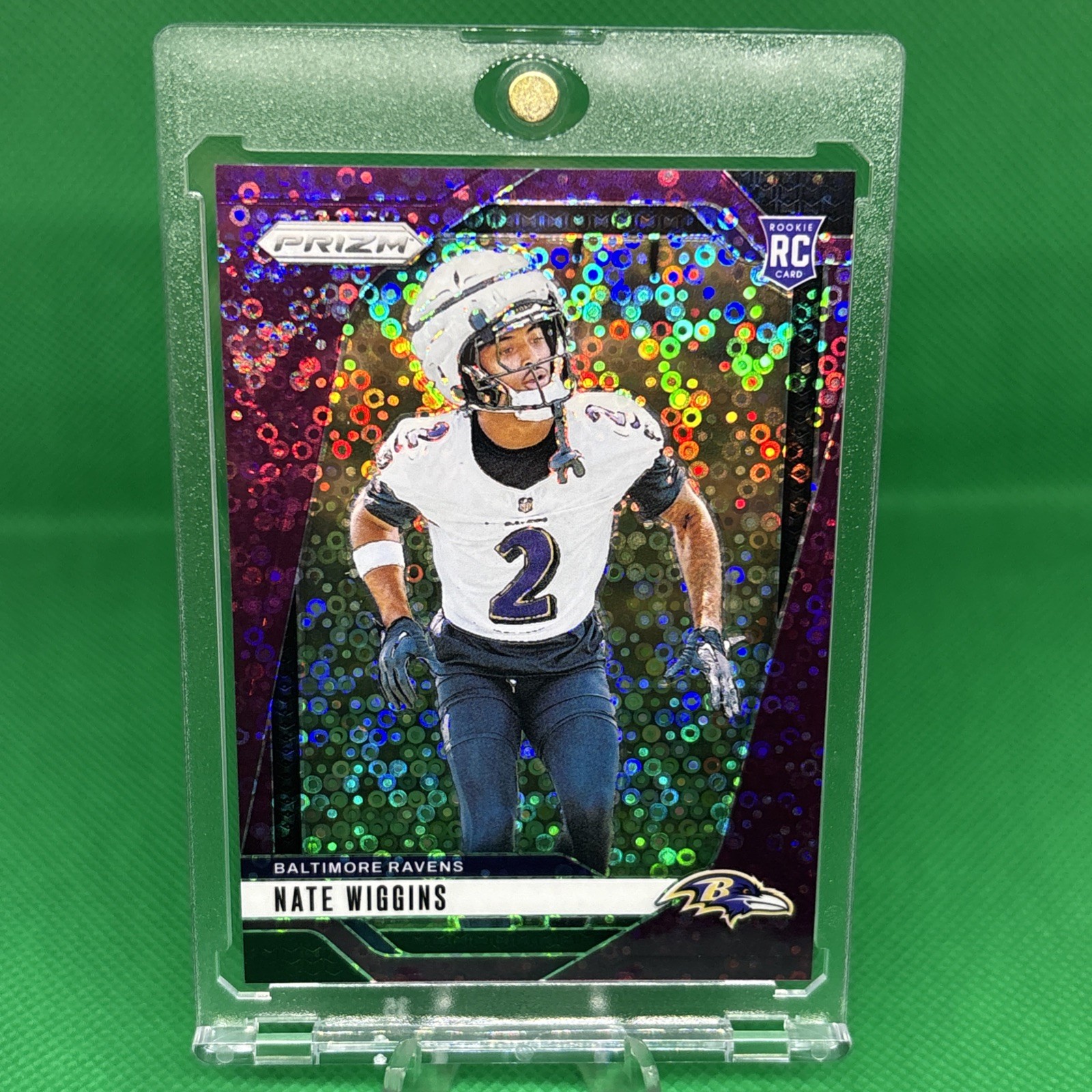 2024 Prizm Nate Wiggins RC #380 Purple Disco /49 Rookie Card Baltimore Ravens