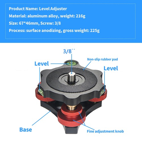 Camera Tripod Head Leveling Base Aluminum Alloy Triple-wheel Precision Leveler - Picture 5 of 8