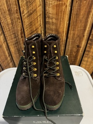 Lauren Ralph Lauren Womens 8.5B Mikelle  Leather/Suede Lace Up Boots