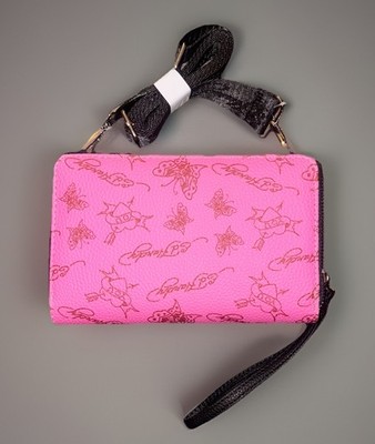 Ed Hardy Tiger & Logo Pink/Red Crossbody/Wallet #EHW11105L-42-PKR