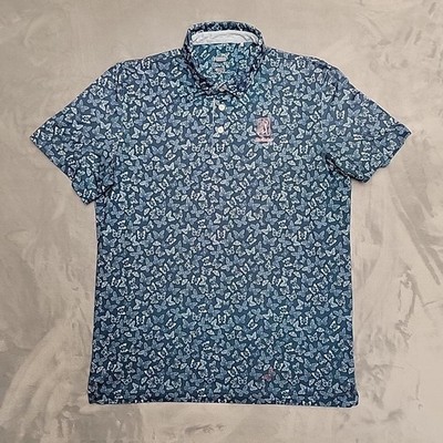 Puma Shirt Boys XL Blue Geometric Butterfly Polo Performance Stretch TCPC Golf