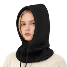 Oversize Hooded Scarf Hat Knit Balaclava for Women Men Winter Neck Gaiters Be...