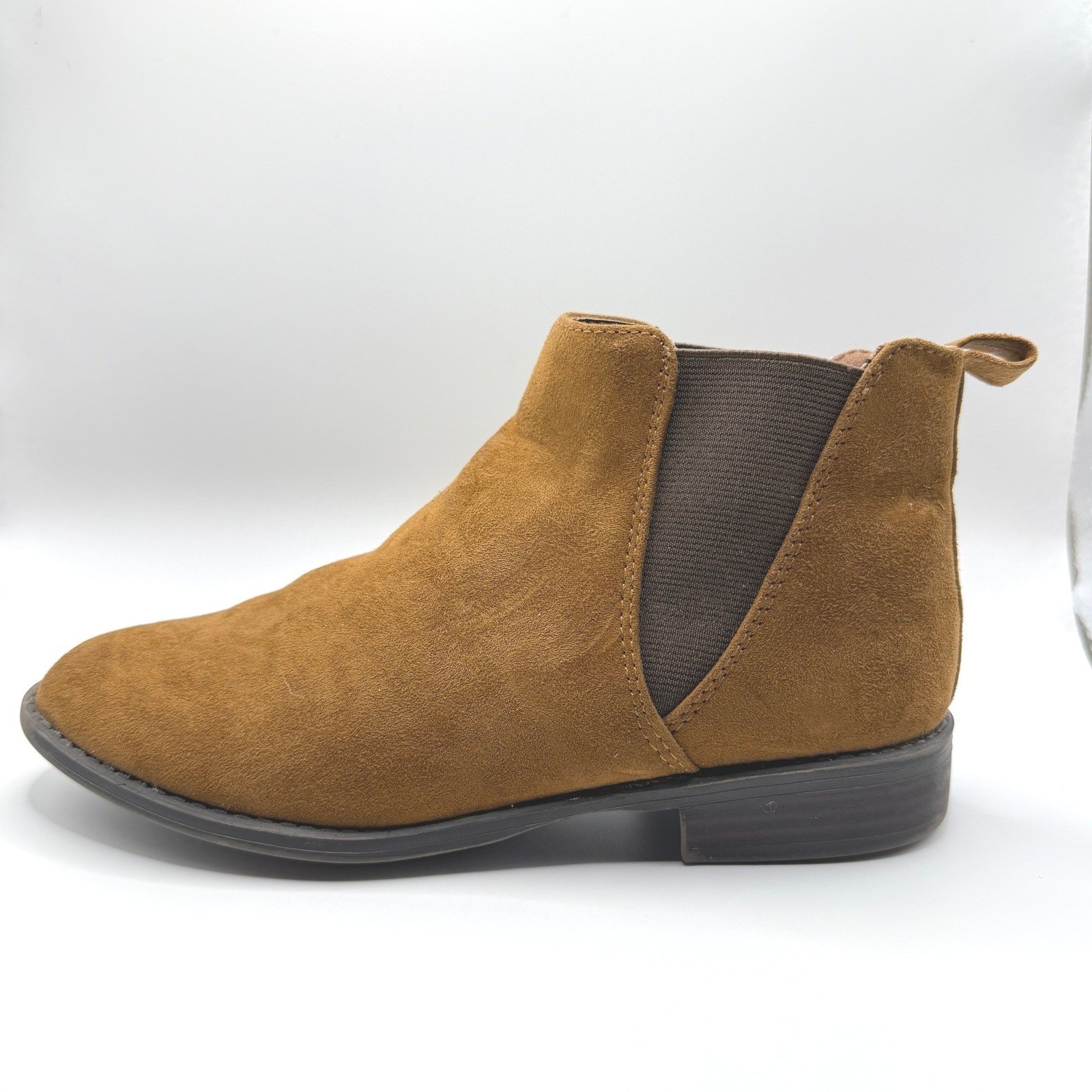 East 5th Womens Cognac Faux Suede Chelsea Ankle Boots Brown Size 6 Low Heel