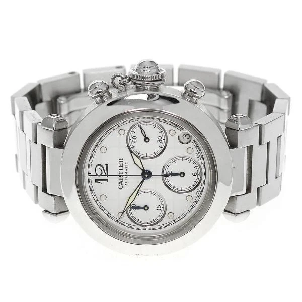 Cartier — Cartier Pasha C Chronograph W31039M7 36mm SS White Dial Automatic Watch #C7842
