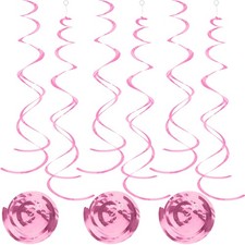 30 PCS Pink Hanging Swirl Decorations Party Streamers For Ceiling Decor