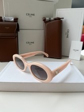 CELINE CL40194U 74B Triomphe Oval Sunglasses Pink Gold Grey Lens AUTHENTIC