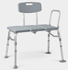 Medline Adjustable Gray Transfer Bench for Bathtub/Shower w/ Backrest & Arm