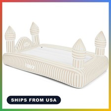Kids Air Mattress Single 73x42x15 Inch Brown Castle Flocked Top Blow Up Bed
