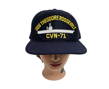 USS Theodore Roosevelt CVN-71 Cap - Navy Blue Eagle Crest - Made in USA