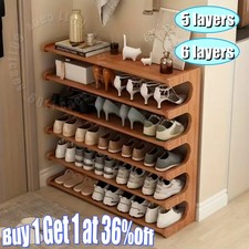5/6 Tier Wooden Shoe Rack Storage Shelf Unit Cabinet Organiser Footwear Stand