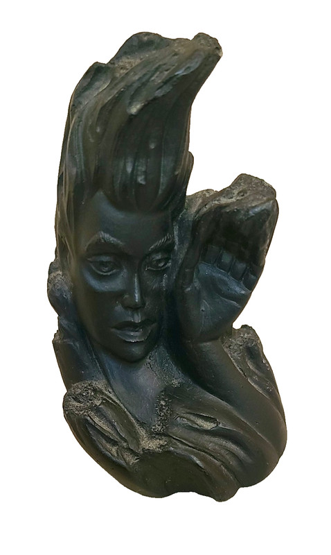 Vintage Coco Joe's Madame Pele Godess Early Label Statue Figurine Made with Lava