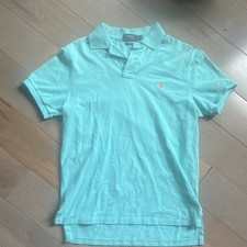 Polo Ralph Lauren Custom Fit Light Blue Polo Shirt M Cotton Short Sleeve Logo