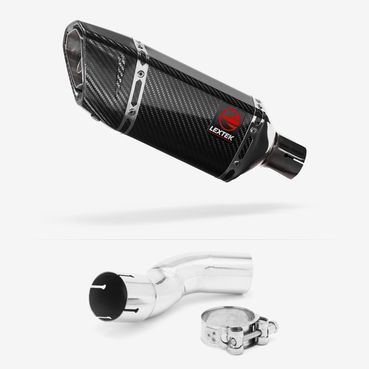 Lextek Carbon Fibre SP11C 200mm Exhaust with Link Pipe Silencer Rear Polished